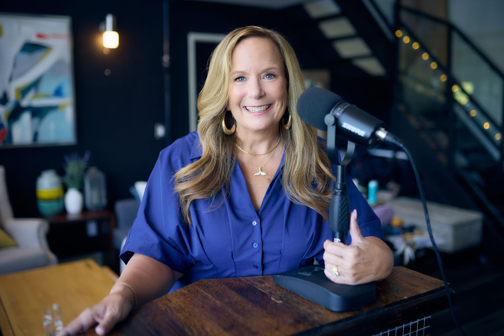 Tracey Ivanyshyn at the podcast mic